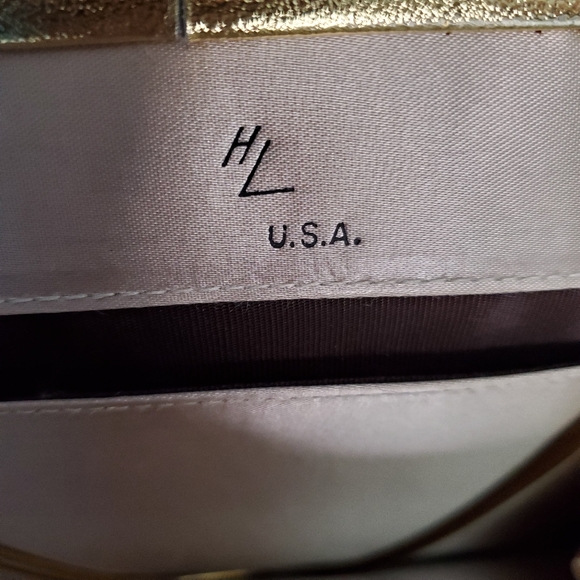 Harry Levine gold evening purse bow accent - Picture 3 of 8